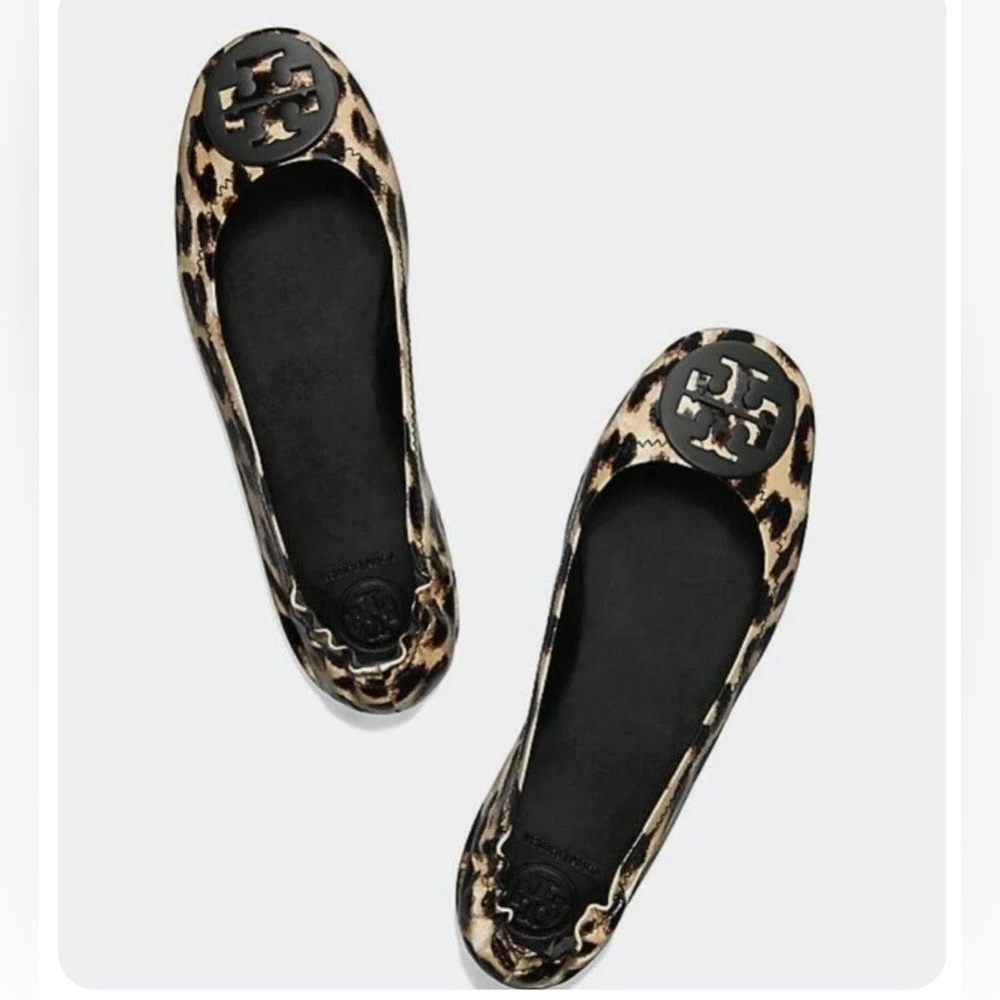 Tory Burch Leopard Print Minnie Patent Ballet Flats